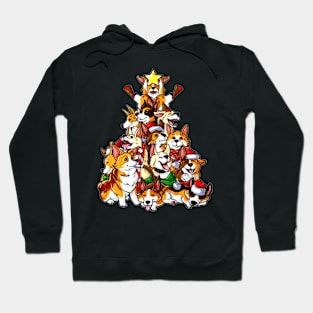 Corgi dog tree christmas Hoodie